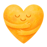 Herz, das entspannt lächelt und umarmt wird.