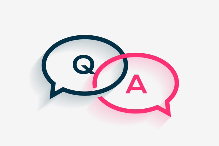 Grafik mit zwei Sprechblasen für ein Sexpositiv Q&A – Fragen und Antworten zu Sexpositivität und Events von sexpositiv.events.